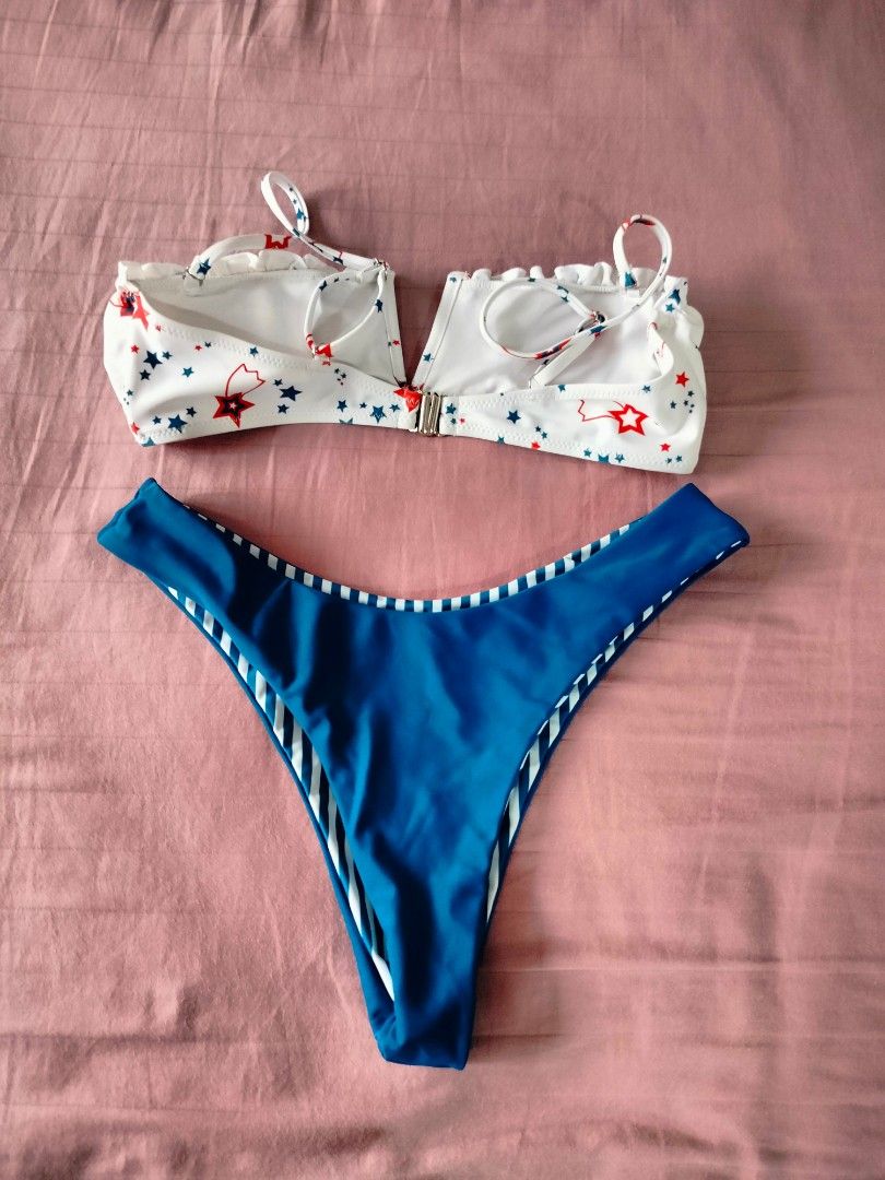 Zaful blue and white bikini hotsell