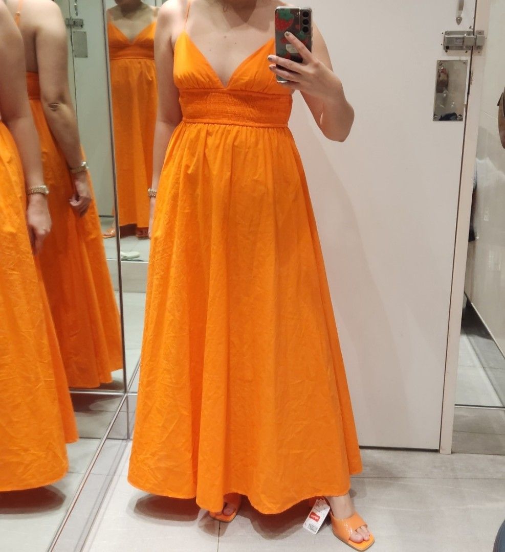 orange maxi dress zara Two summer occasion dresses from Zara, which is your favourite?, Orange satin midi dress ref: 3067374, Zebra print halter neck maxi dress ref: 8088032, Credits @oliviacharlotteburton , #zarahaul