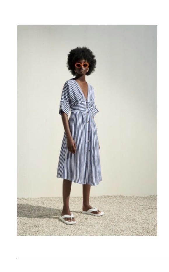 Zara striped outlet linen dress