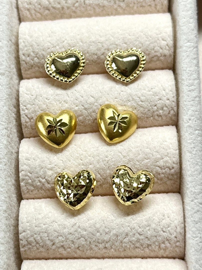 Real gold heart sale earrings