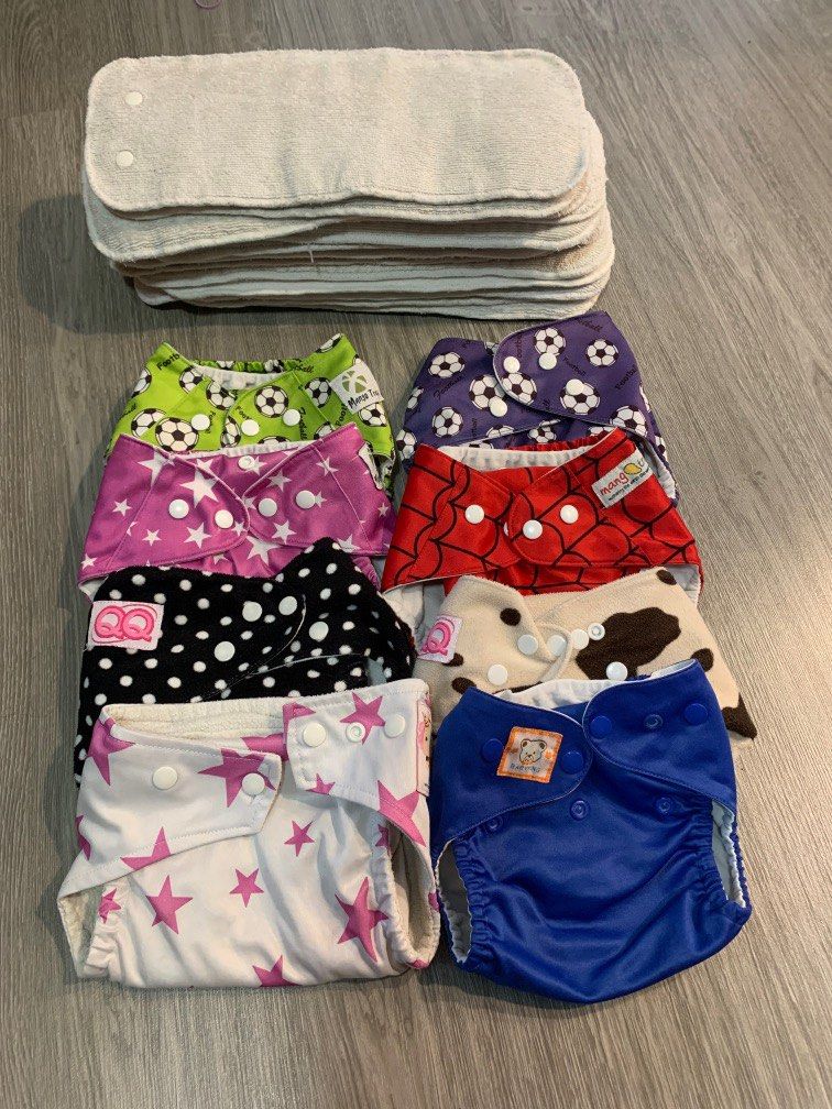 8 Washable diapers + 20 inserts, Babies & Kids, Babies & Kids Fashion