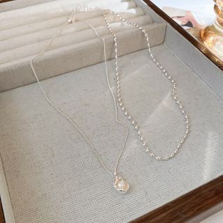 韓製🇰🇷925純銀小米粒珍珠項鍊套組