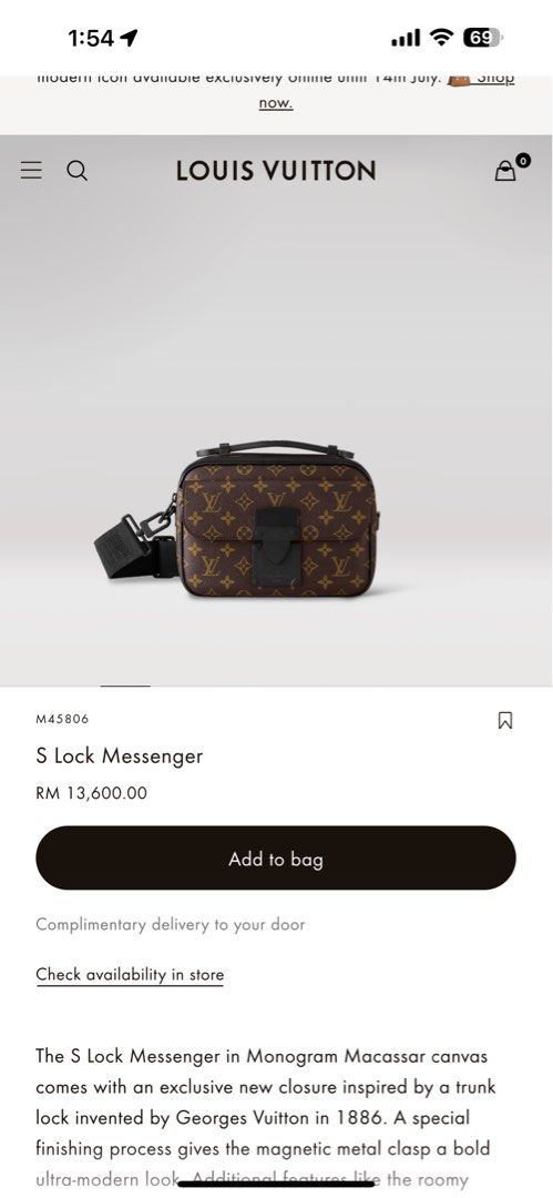 Louis Vuitton LV S Lock messenger , Luxury, Bags & Wallets on Carousell