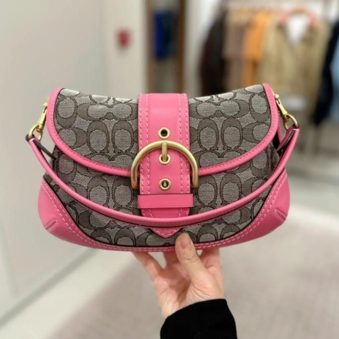 COACH Signature Jacquard Soho Bag in Pink