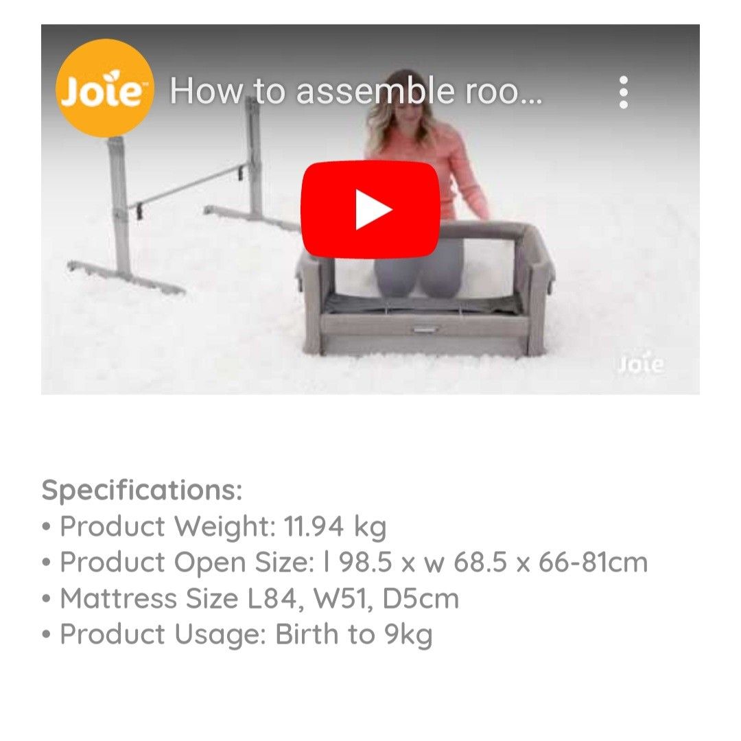 + FREE 3x fitted sheet Joie Roomie Glide Starry Night Cot