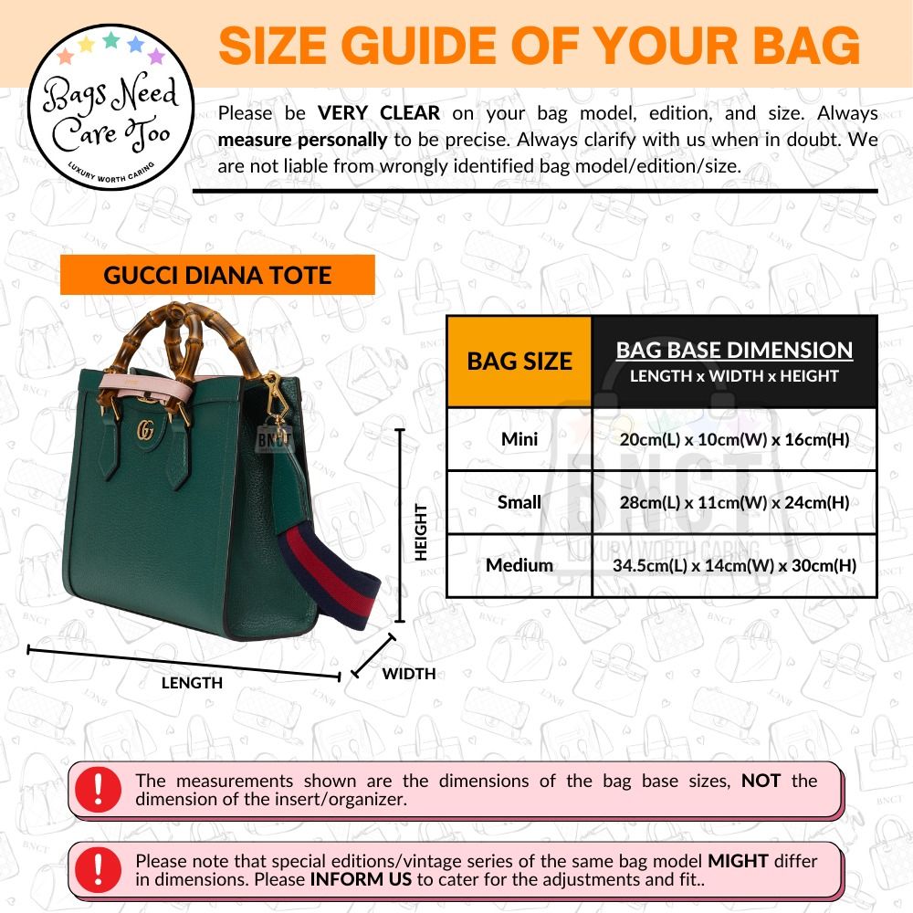 Gucci Diana Tote Bag Organizer Felt Bag In Bag