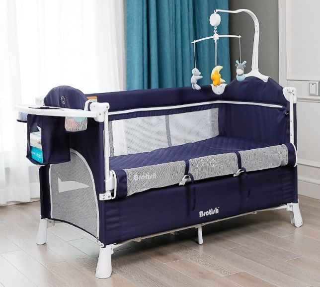 Multifunctional Folding Crib Stitching Big Portable Newborn Baby Bedside Bed Cradle Large Removable Table Katil Bayi Babies Kids Baby Nursery Kids Furniture Cots Cribs on Carousell