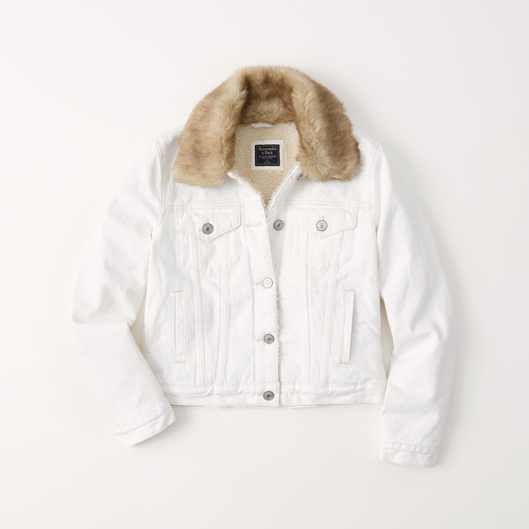 Abercrombie sherpa lined denim jacket sale