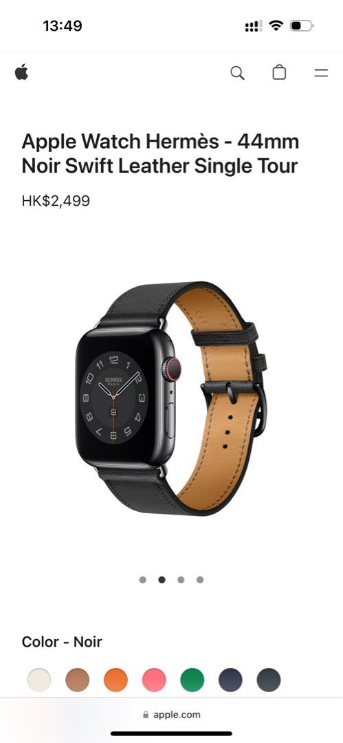 Apple Watch Hermès 44mm Noir Attelage Single Tour, 手提電話, 智能