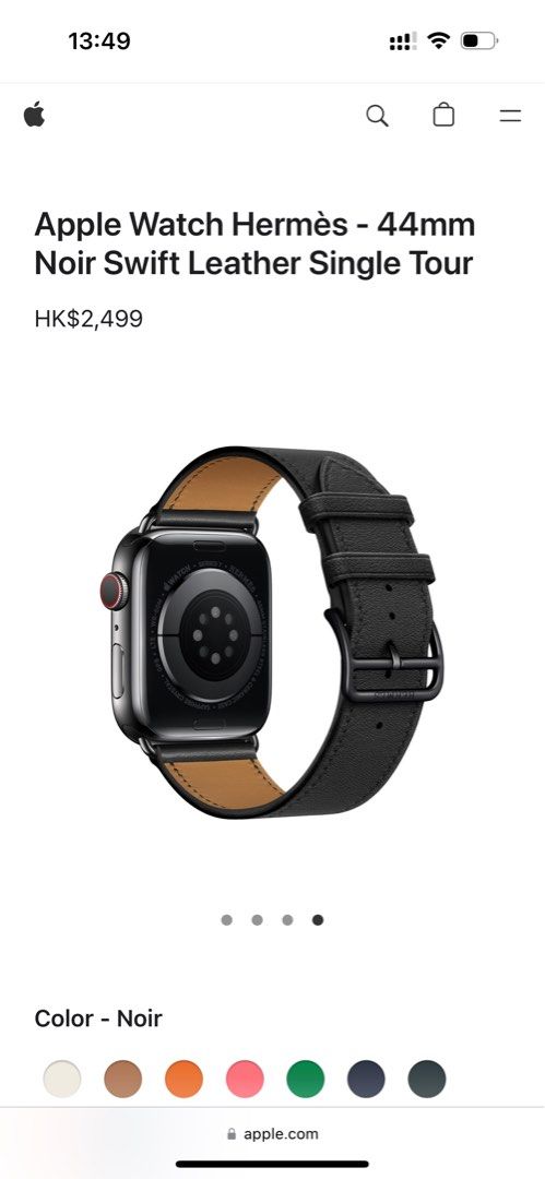 Apple Watch Hermès 44mm Noir Attelage Single Tour, 手提電話, 智能