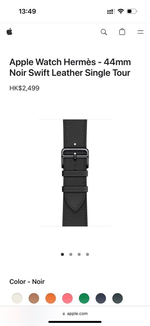 Apple Watch Hermès 44mm Noir Attelage Single Tour, 手提電話, 智能