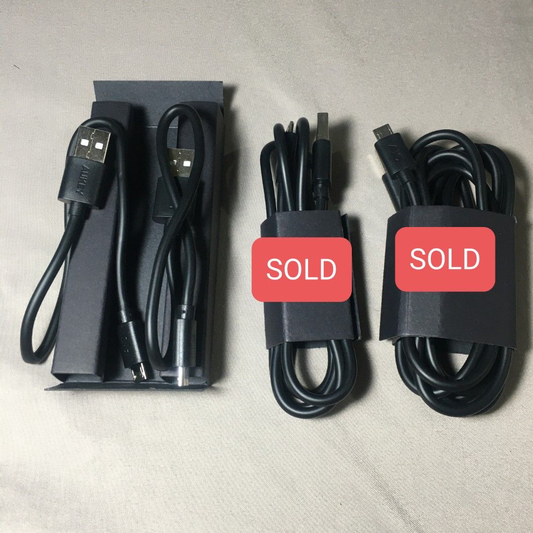Aukey black fast / quick charging micro usb cable AU-CB D5 (available: 2 pcs. 0.3m / 1ft) (Category: Chargers & Cables) located in Las Pinas. Submitted by makamart (Listing ID 1187013151, Image 2). Description: - Php 130 each - available: • 2 pcs. 0.3m / 1ft micro usb cable.