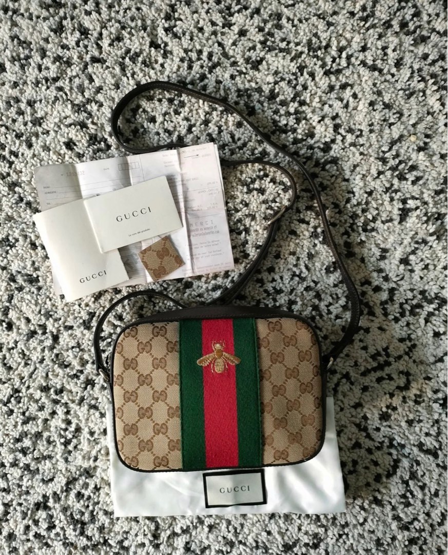 Authentic Gucci camera bag canvas bee on Carousell