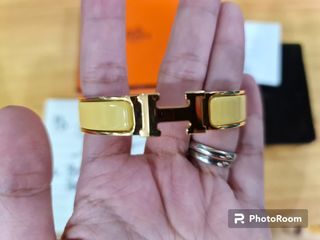 Hermes Narrow Clic H Bracelet (Mango/Yellow Gold Plated) - GM