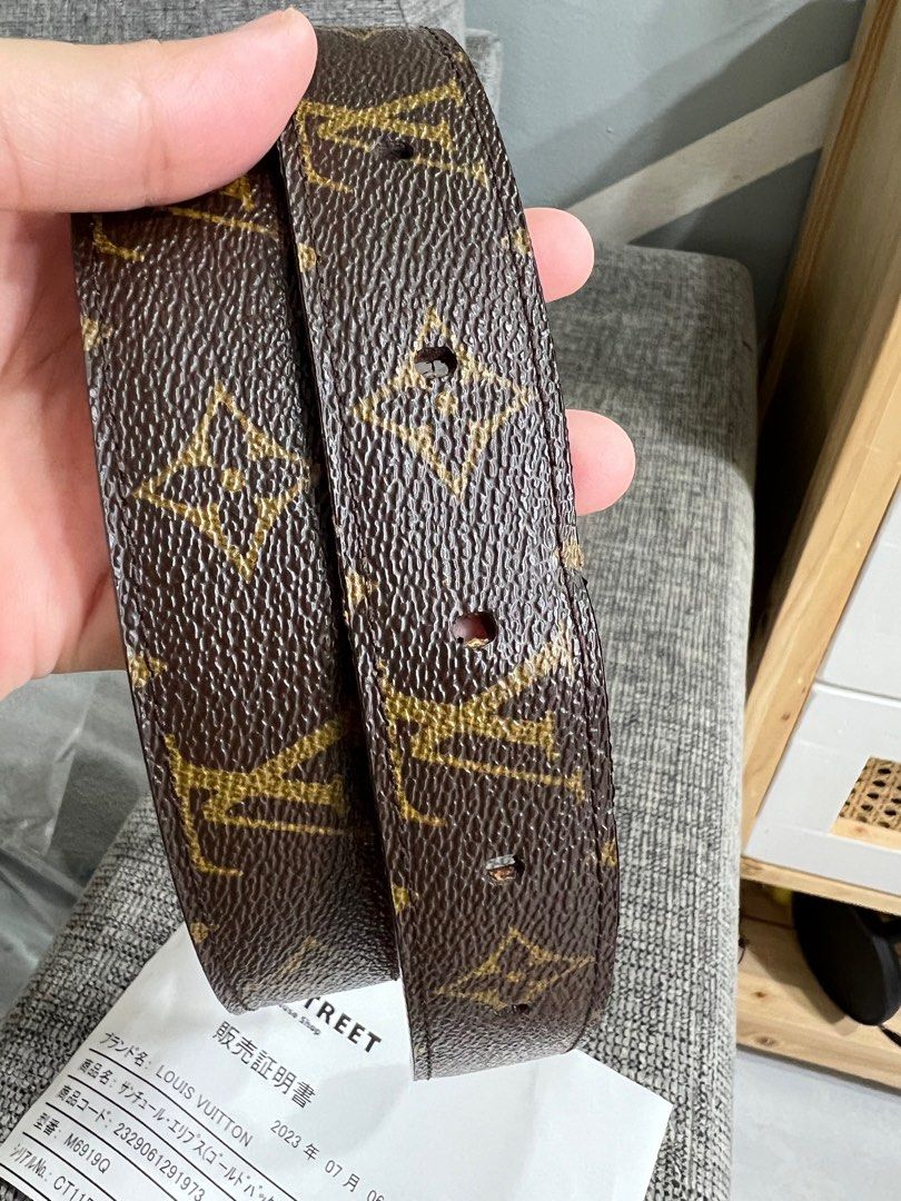 Louis Vuitton LV Initiales Belt Embossed Calfskin Thin Black