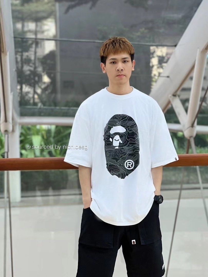 BAPE LAYERED LINE CAMO BIG APE HEAD TEE