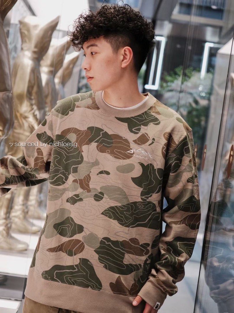 BAPE LAYERED LINE CAMO CREWNECK