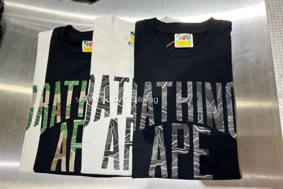 BAPE LAYERED LINE CAMO NYC LOGO TEE, Men's Fashion, Tops & Sets