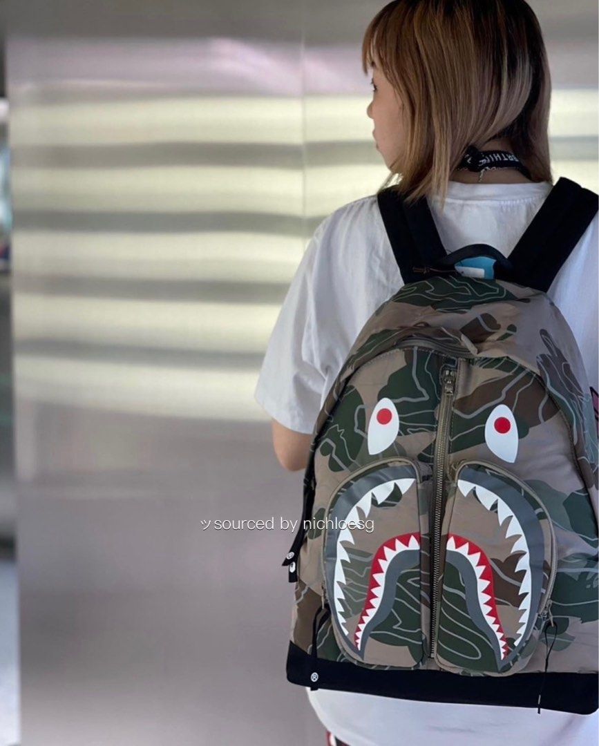BAPE - Black Layered Line Camo Shark Backpack