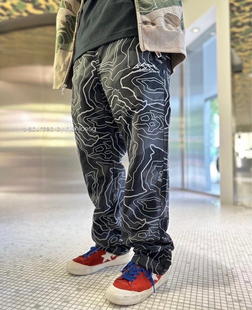 BAPE LAYERED LINE CAMO TRACK PANTS