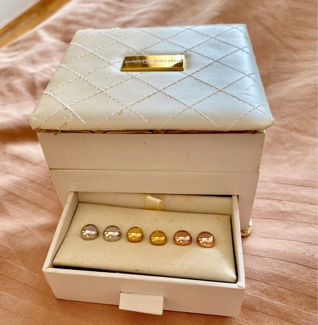 Beautiful 3 pairs of sparkling Pierre Cardin earrings Women s Fashion Jewelry Organisers Earrings on Carousell