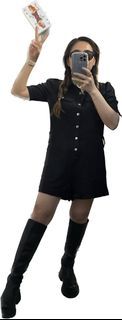 Black semi denim jumpsuit
