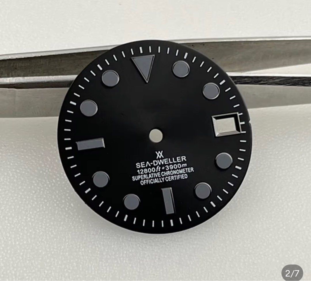 Black stealth 28.5MM Green Luminous Watch Dial Replacement