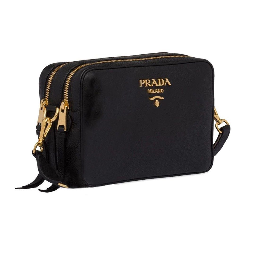 Prada Vitello Daino Double Compartment Leather Crossbody Bag