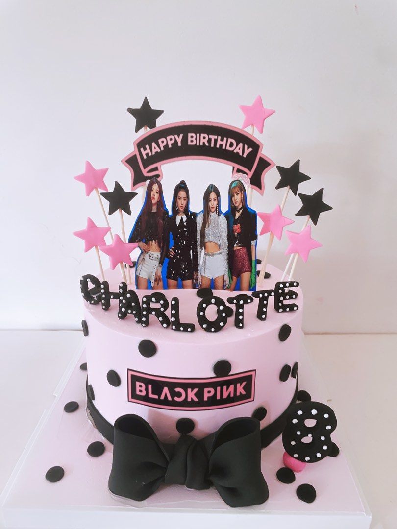 5inch Black Pink Korea Band Theme Customise Cake, Food & Drinks, Homemade  Bakes on Carousell