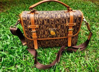 Buy BONIA Dark Cedar Siria Monogram Small Satchel Bag 2023 Online