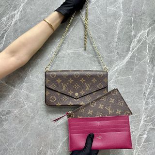 LOUIS VUITTON Monogram 2021 Christmas Animation Hollywood Pochette Felicie  Chain Wallet Fuchsia 1287783