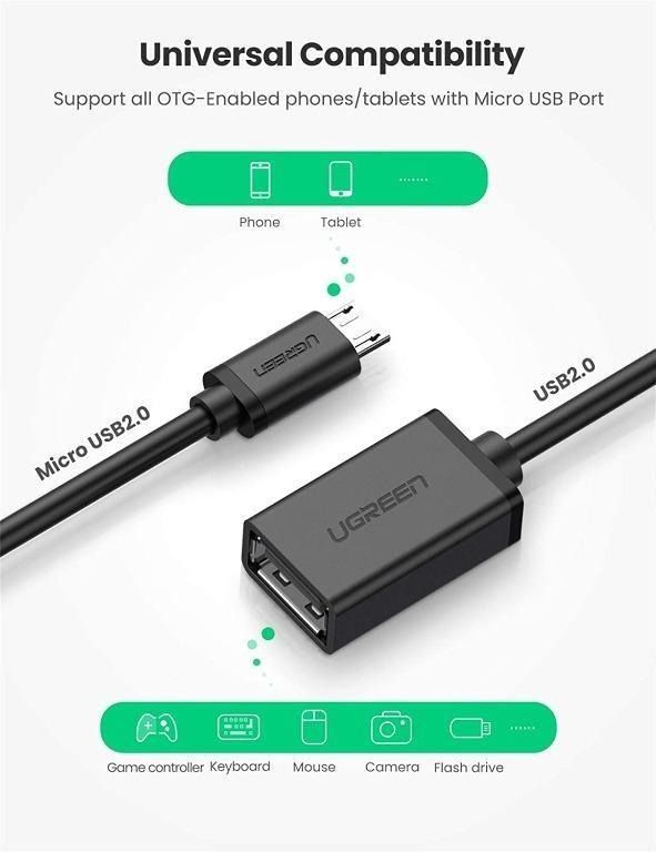 Brand New] Ugreen (10396) Micro Usb 2.0 Otg (On The Go) Cable Adapter, Male  Micro Usb