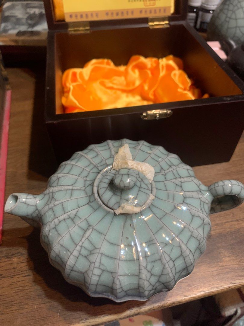 Celadon Lotus Flower Teapot With Box (Category: Coffee & Tea Tableware) located in Manila. Submitted by radvelarde (Listing ID 1244656664, Image 2). Description: .