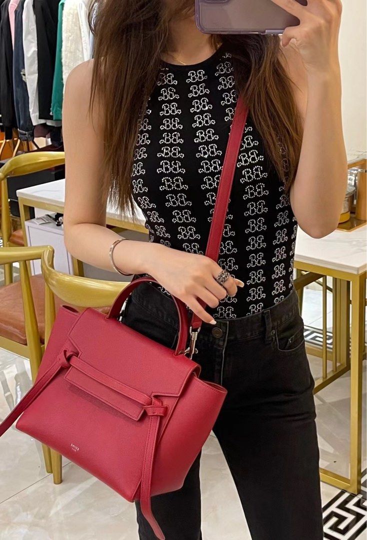 Celine micro deals belt bag red