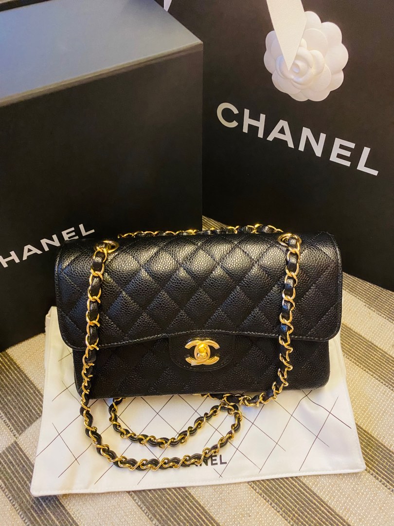 Chanel Black Classic Medium Flap in Gold Hardware and Caviar Leather ( CF  GHW ) BNIB BRAND NEW, Luxury, Bags & Wallets on Carousell