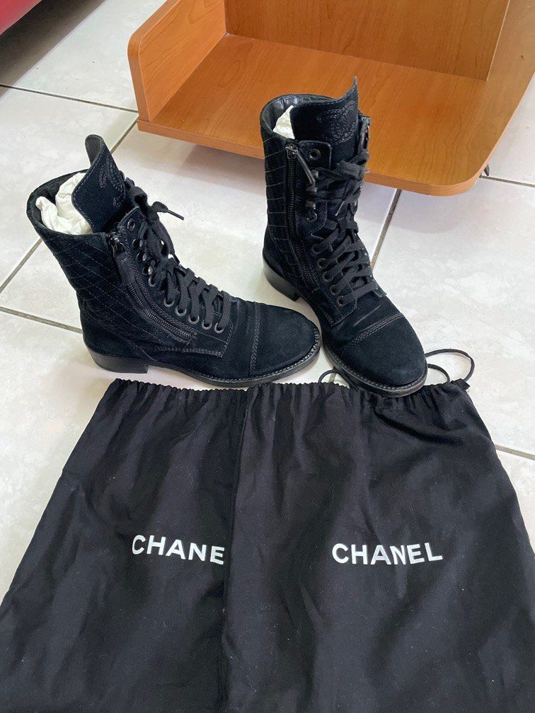 Chanel suede discount combat boots