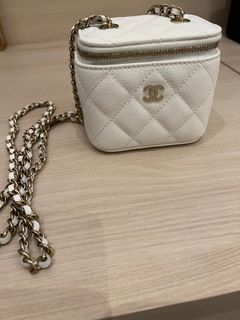 Chanel Silver Quilted Lambskin Mini Flap Bag Silver Hardware (Very Good)