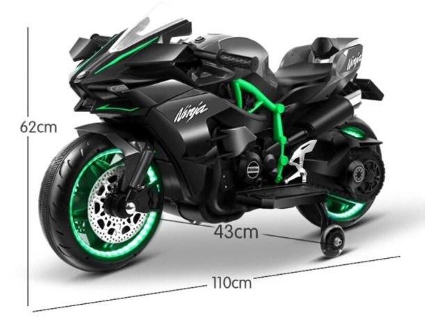 Children Green Electric Motorcycle With LED Light Kids Ride On