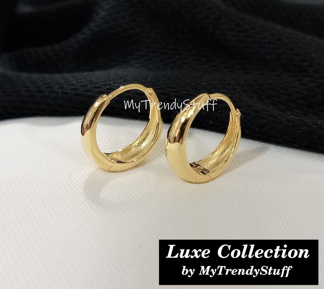 Classy Gold Hoop Earrings in 925 Sterling Silver Women s Fashion
