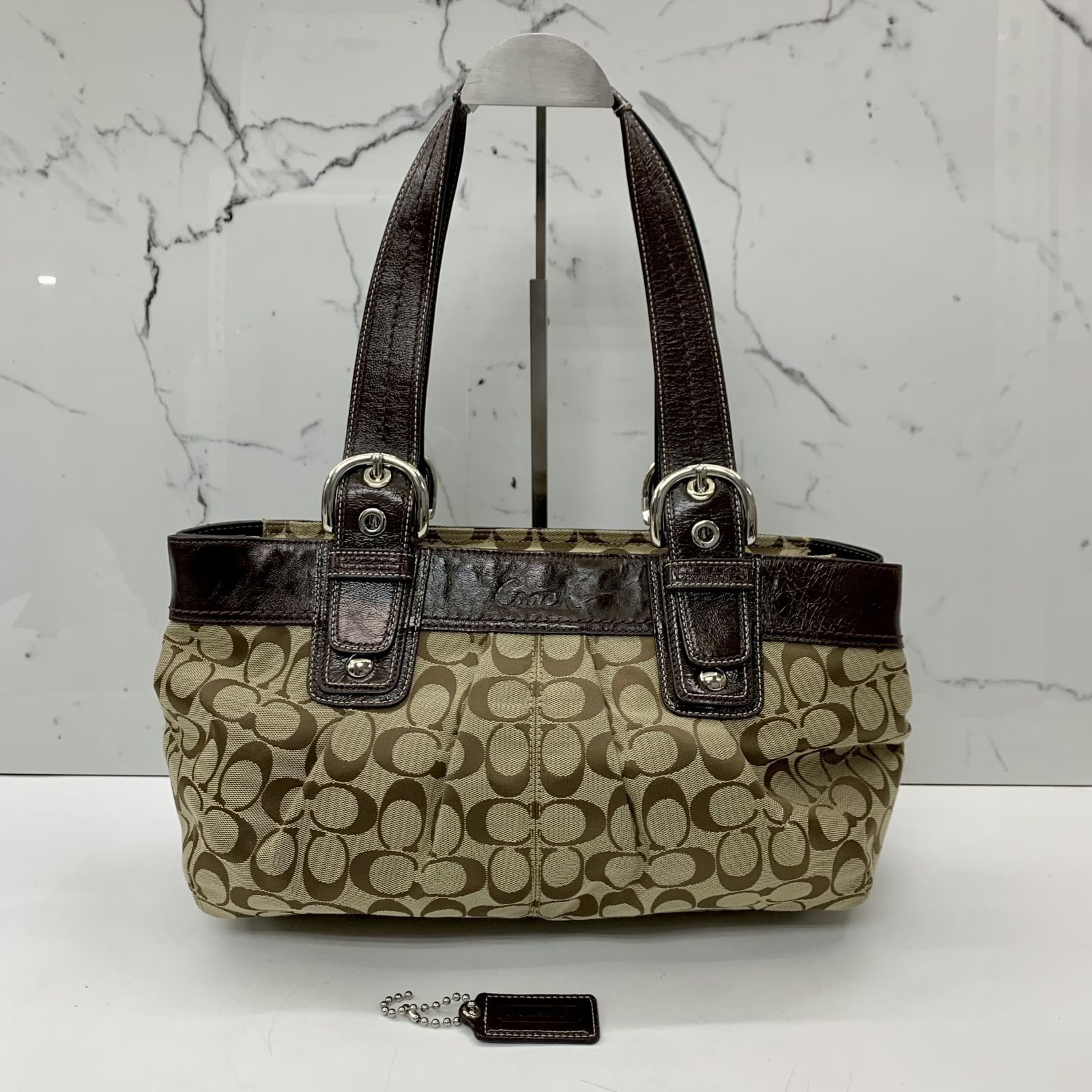 COACH F13742 BEIGE CANVAS SIGNATURE TOTE BAG 237020770 TI, Luxury 