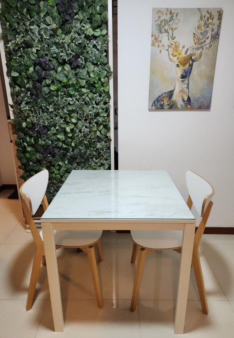 Ikea Marble Top Dining Table And Chairs like New!, Furniture & Home