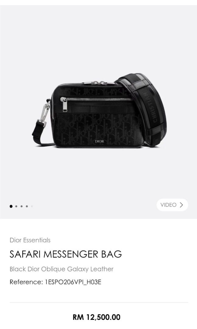 Safari Messenger Bag Black Dior Oblique Galaxy Leather