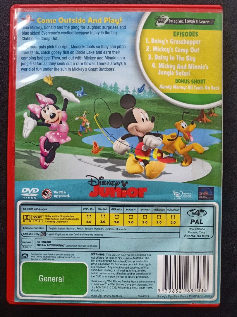Disney Mickey Mouse Clubhouse DVDs lot of 3 Disney Junior, Minnie Mouse