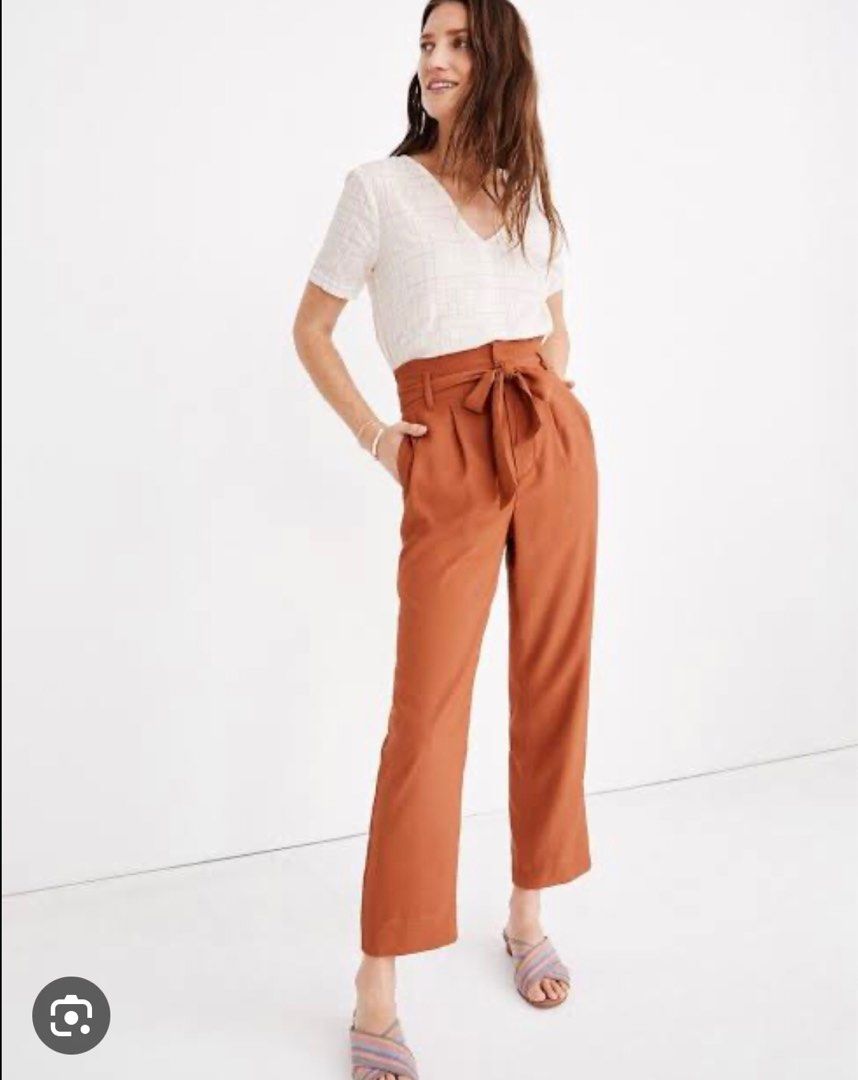 Orange Paper Bag Tie Waist Cigarette Trousers - Karmen – Rebellious Fashion