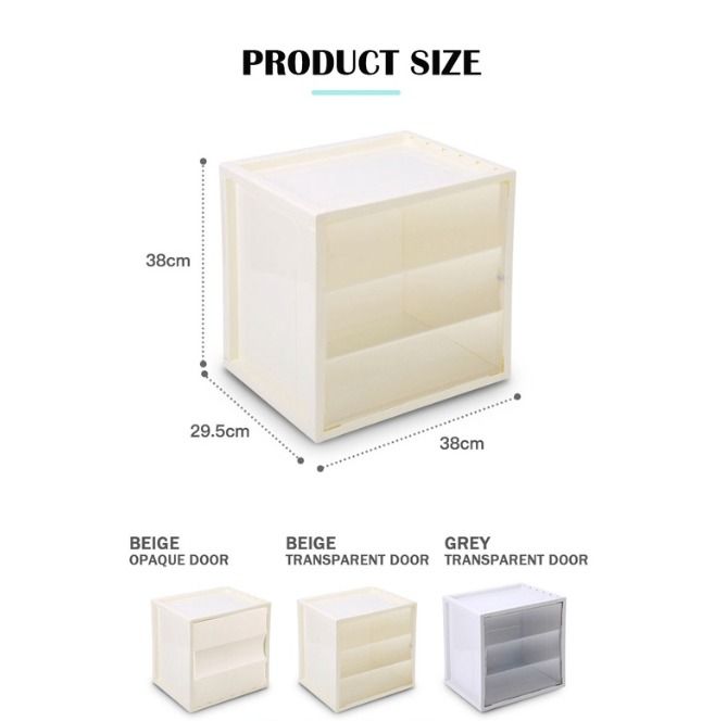 Beige Color Stackable Storage Box/ DIY Modular Cube Storage Cabinet