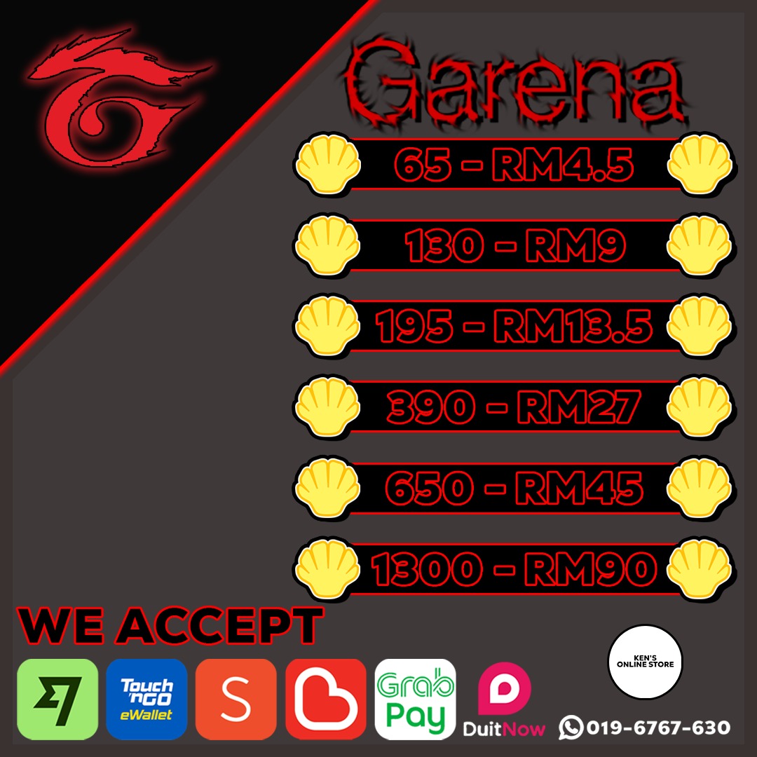 Buy garena deals shells online