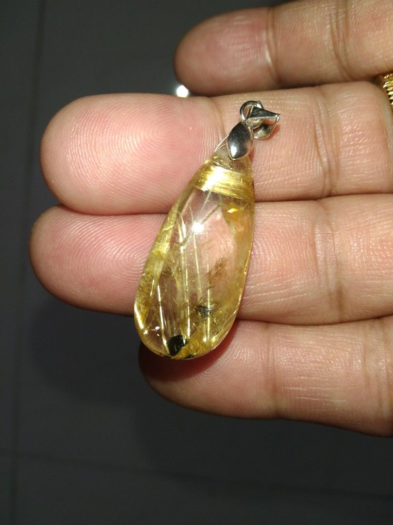 Golden rutilated quartz pendant cheap