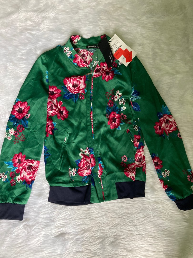 Green Floral Jacket, Women's Fashion, Coats, Jackets and Outerwear on