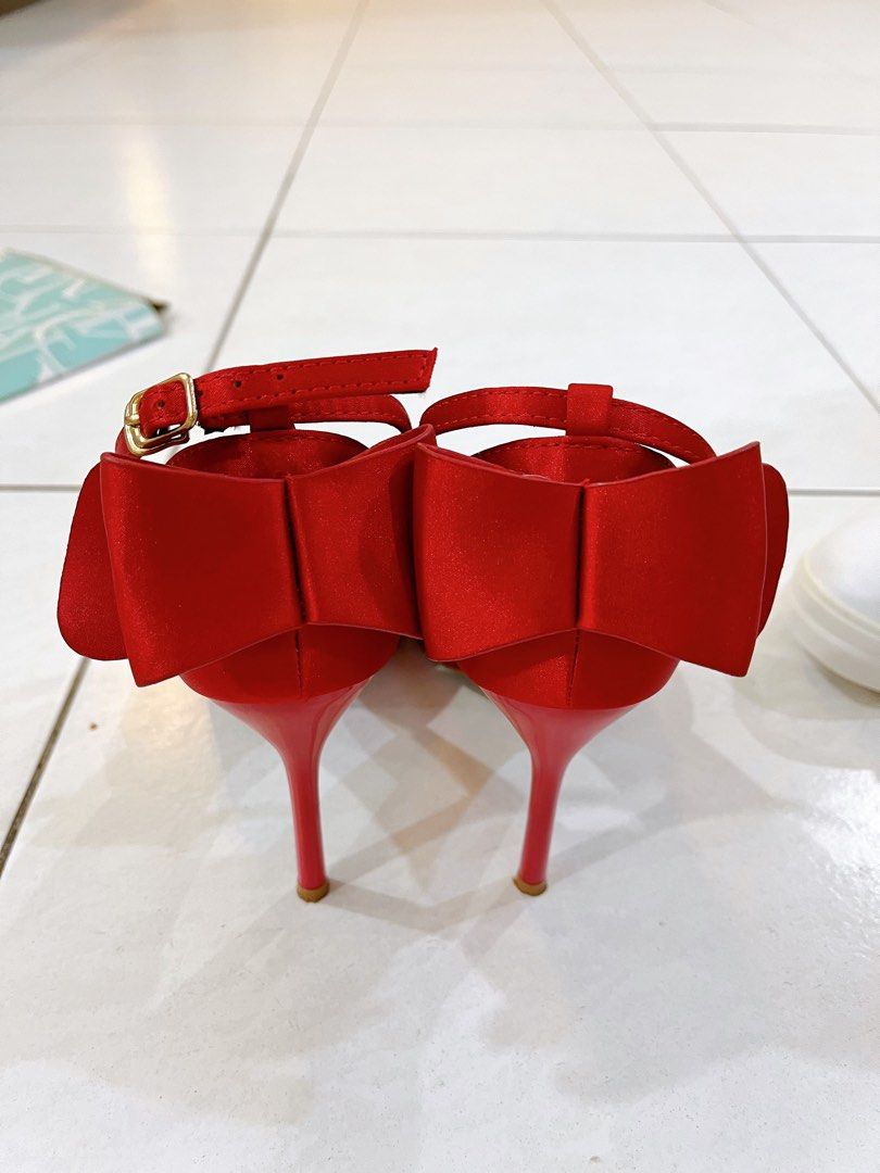 Red high on sale heel sneakers