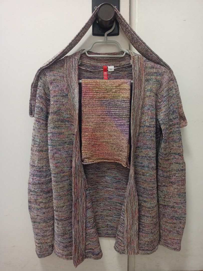 H M Divided knitted multicolor cardigan kimono